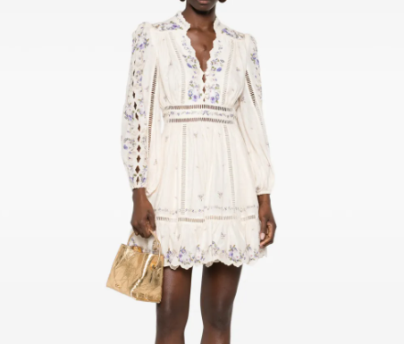 짐머만 패니징 플로럴 프린트 레이스 미니 드레스