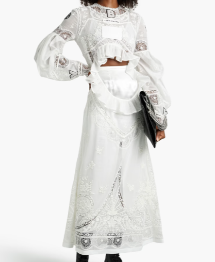 [The Outnet] BURBERRY Appliquéd cutout cotton-voile and crocheted lace maxi dress