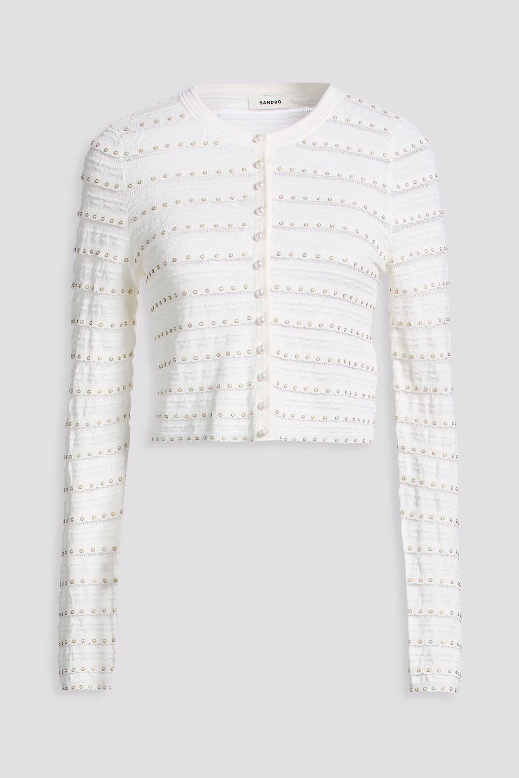 Sandro 비즈 장식 크로셰 니트 카디건 에크루 제품 이미지