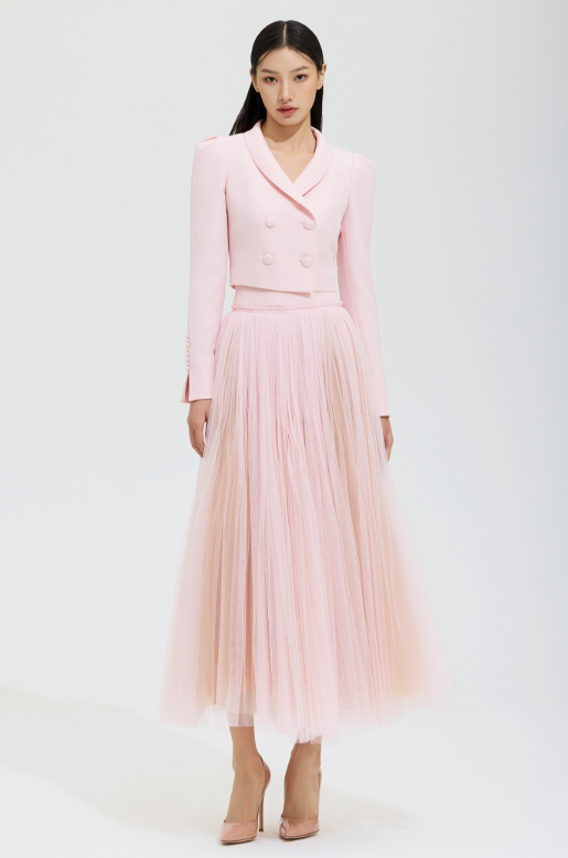 AVOUAVOU 울 실크 자켓과 튤레 스커트 셋업 제품 이미지