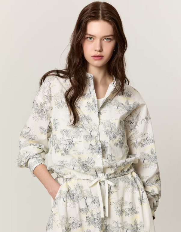 아떼 바네사브루노 옐로우 패턴 스트랩 긴팔 블라우스 제품 이미지