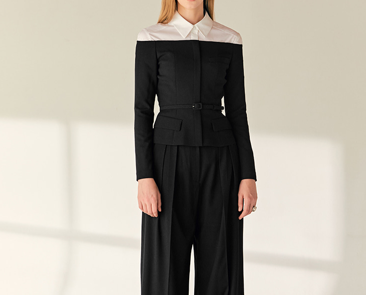 BAU by Bride And You WENDIE 오프숄더 벨티드 재킷 블라우스 제품 이미지