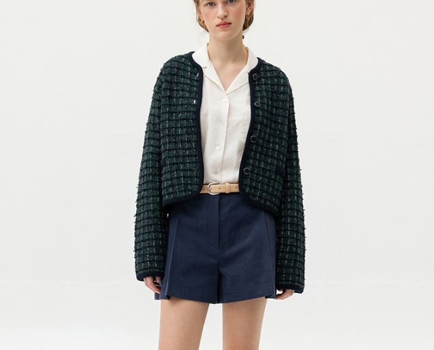 [W CONCEPT] 앤유 웨슬리 트위드 니트 자켓