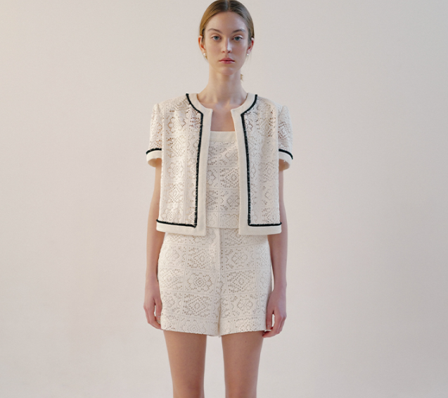 [W CONCEPT] 브라이드앤유 크로셰 재킷 뷔스티에 쇼츠 세트